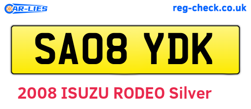 SA08YDK are the vehicle registration plates.