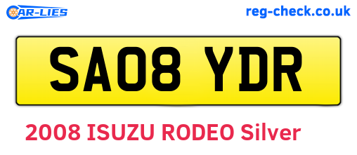SA08YDR are the vehicle registration plates.
