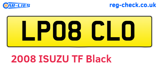 LP08CLO are the vehicle registration plates.