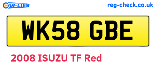 WK58GBE are the vehicle registration plates.