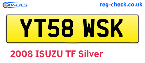 YT58WSK are the vehicle registration plates.