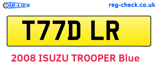 T77DLR are the vehicle registration plates.