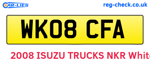 WK08CFA are the vehicle registration plates.