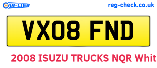 VX08FND are the vehicle registration plates.