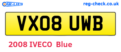 VX08UWB are the vehicle registration plates.