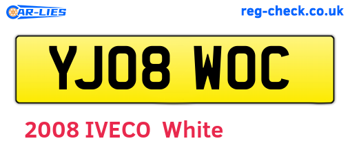 YJ08WOC are the vehicle registration plates.
