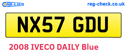 NX57GDU are the vehicle registration plates.