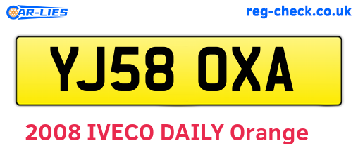 YJ58OXA are the vehicle registration plates.