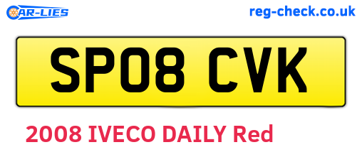 SP08CVK are the vehicle registration plates.