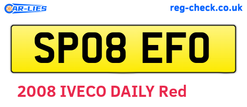SP08EFO are the vehicle registration plates.