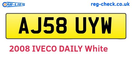 AJ58UYW are the vehicle registration plates.
