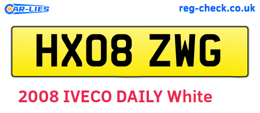HX08ZWG are the vehicle registration plates.