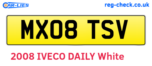MX08TSV are the vehicle registration plates.