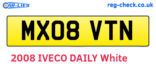 MX08VTN are the vehicle registration plates.