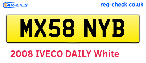 MX58NYB are the vehicle registration plates.