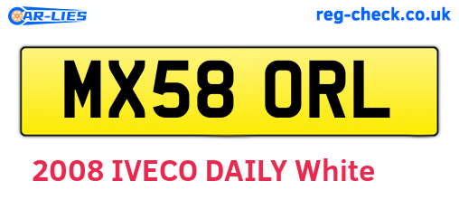 MX58ORL are the vehicle registration plates.