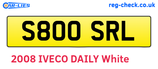 S800SRL are the vehicle registration plates.