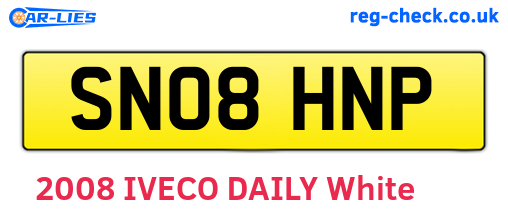 SN08HNP are the vehicle registration plates.