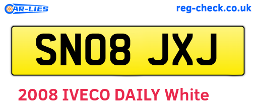SN08JXJ are the vehicle registration plates.