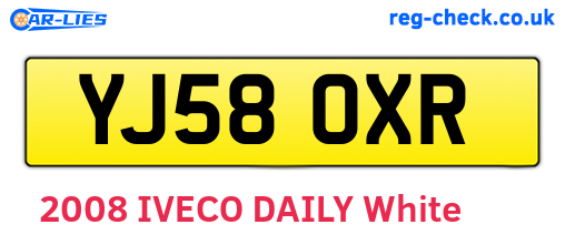 YJ58OXR are the vehicle registration plates.