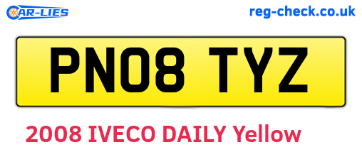 PN08TYZ are the vehicle registration plates.