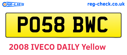 PO58BWC are the vehicle registration plates.