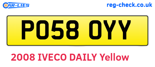 PO58OYY are the vehicle registration plates.