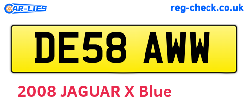 DE58AWW are the vehicle registration plates.