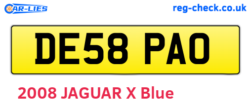 DE58PAO are the vehicle registration plates.