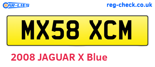 MX58XCM are the vehicle registration plates.