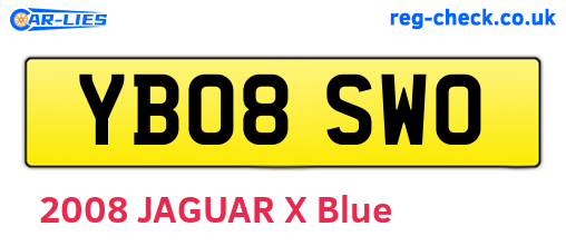 YB08SWO are the vehicle registration plates.