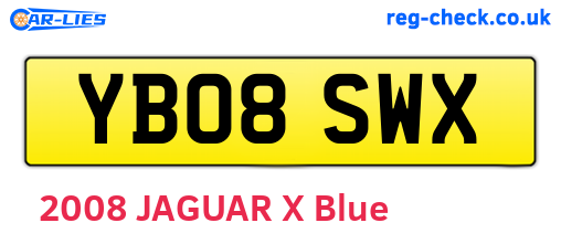 YB08SWX are the vehicle registration plates.
