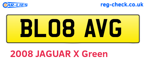 BL08AVG are the vehicle registration plates.