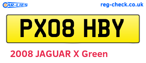 PX08HBY are the vehicle registration plates.