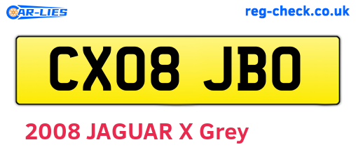 CX08JBO are the vehicle registration plates.