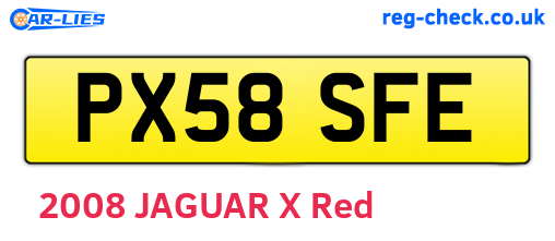 PX58SFE are the vehicle registration plates.