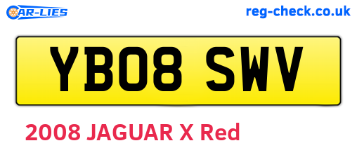YB08SWV are the vehicle registration plates.