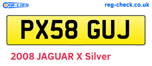 PX58GUJ are the vehicle registration plates.