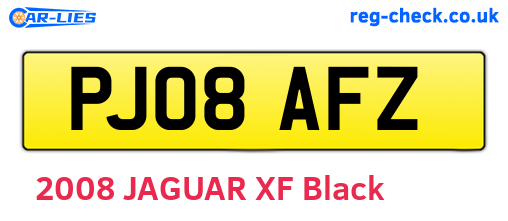 PJ08AFZ are the vehicle registration plates.