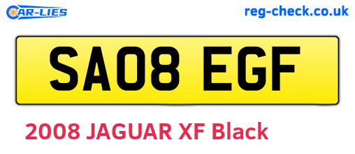 SA08EGF are the vehicle registration plates.