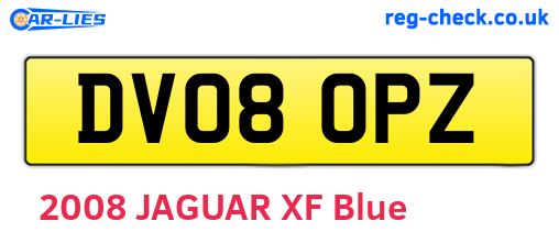 DV08OPZ are the vehicle registration plates.