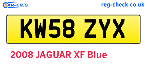 KW58ZYX are the vehicle registration plates.