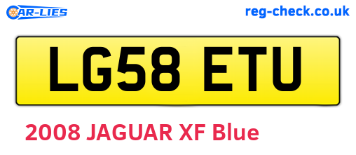LG58ETU are the vehicle registration plates.