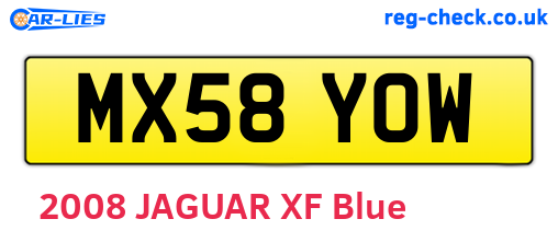 MX58YOW are the vehicle registration plates.