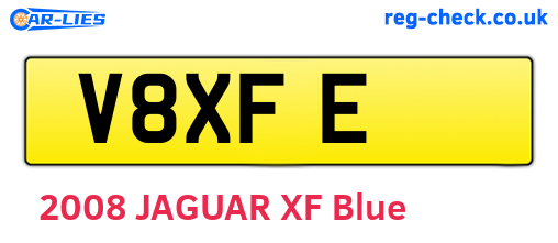 V8XFE are the vehicle registration plates.