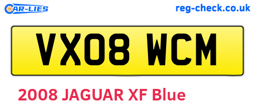 VX08WCM are the vehicle registration plates.
