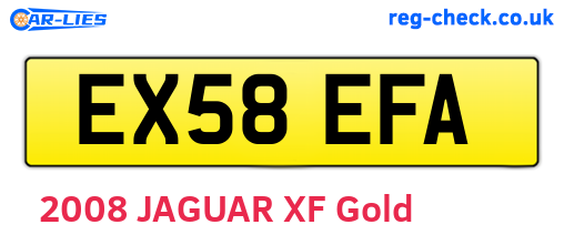 EX58EFA are the vehicle registration plates.