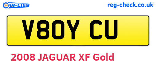 V80YCU are the vehicle registration plates.