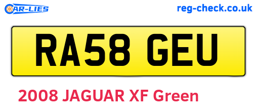 RA58GEU are the vehicle registration plates.