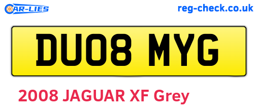DU08MYG are the vehicle registration plates.
